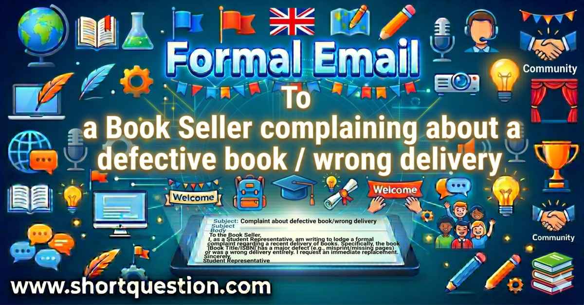 Write an email To a Book Seller complaining about a defective book